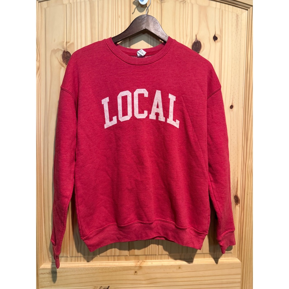Oat Collective Local Graphic Sweatshirt Red Heathered Crew Neck Small Women